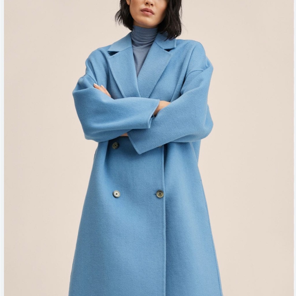 MANGO PICAROL BLUE WOOL OVERSIZED COAT SOLD OUT!